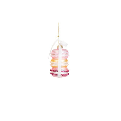 Macaron kerstboom ornament. Kerstboomhanger roze met oranje. Glas 