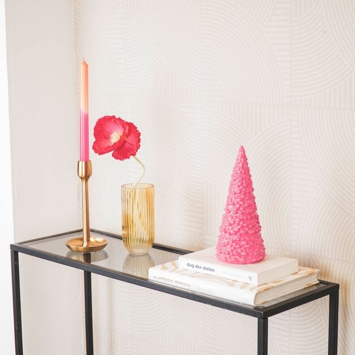 Ornament kerstboom roze. X-Mas tree felroze keramiek 