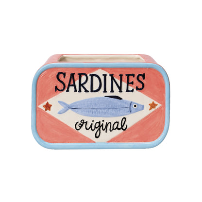 Pot Sardines Keramiek 20,5 cm | Sardineblik Bloempot en Opbergpot, Roze en Blauw