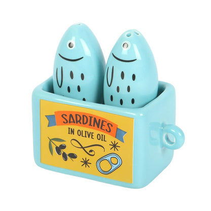 Peper- en Zoutstel Sardines | Zout en Peper Strooiers Visjes in Sardineblikje, Lichtblauw en Geel