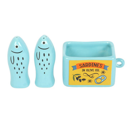 Peper- en Zoutstel Sardines | Zout en Peper Strooiers Visjes in Sardineblikje, Lichtblauw en Geel