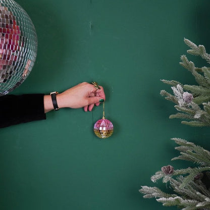 Discobal kerstbal - Roze, zilver, goud 