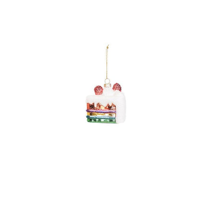 Kerstboomhanger taart met aardbeien van glas 
