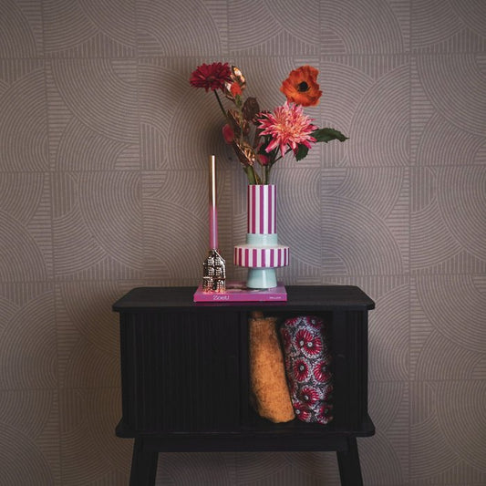 Vaas Mint met roze/witte strepen