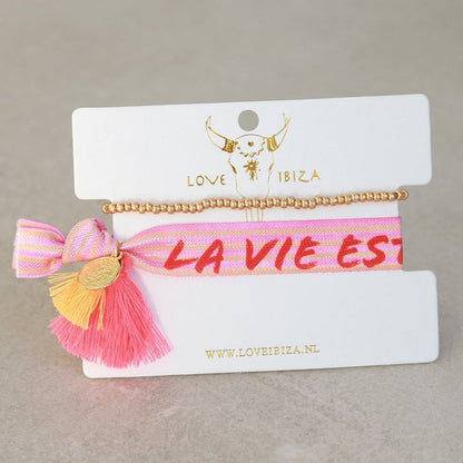 Love Ibiza armbanden setje roze 